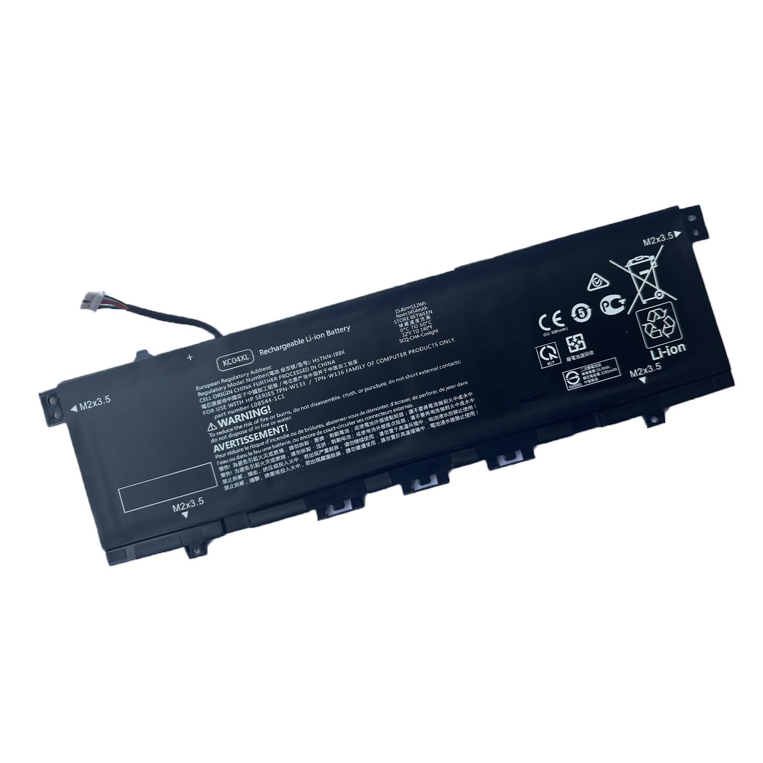 HP KC04XL 15.4V 53.2Wh 3454mAh Laptop Battery for HP Envy X360 13-AG 13-AH 13-AQ 13-AR 13-AG0001LA 13-AH0051WM 13-AQ1029TX 13-AR0501SA P/N: HSTNN-DB8P HSTNN-IB8K KC04053XL L08496-855 L08544-1C1