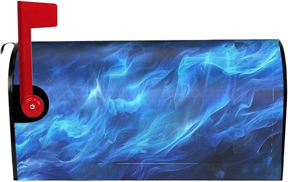 Mailbox Cover Magnetic Decor, Blue Flame - Wraps Post Letter Box Decorative for Outside Garden Yard 25.5x21 in