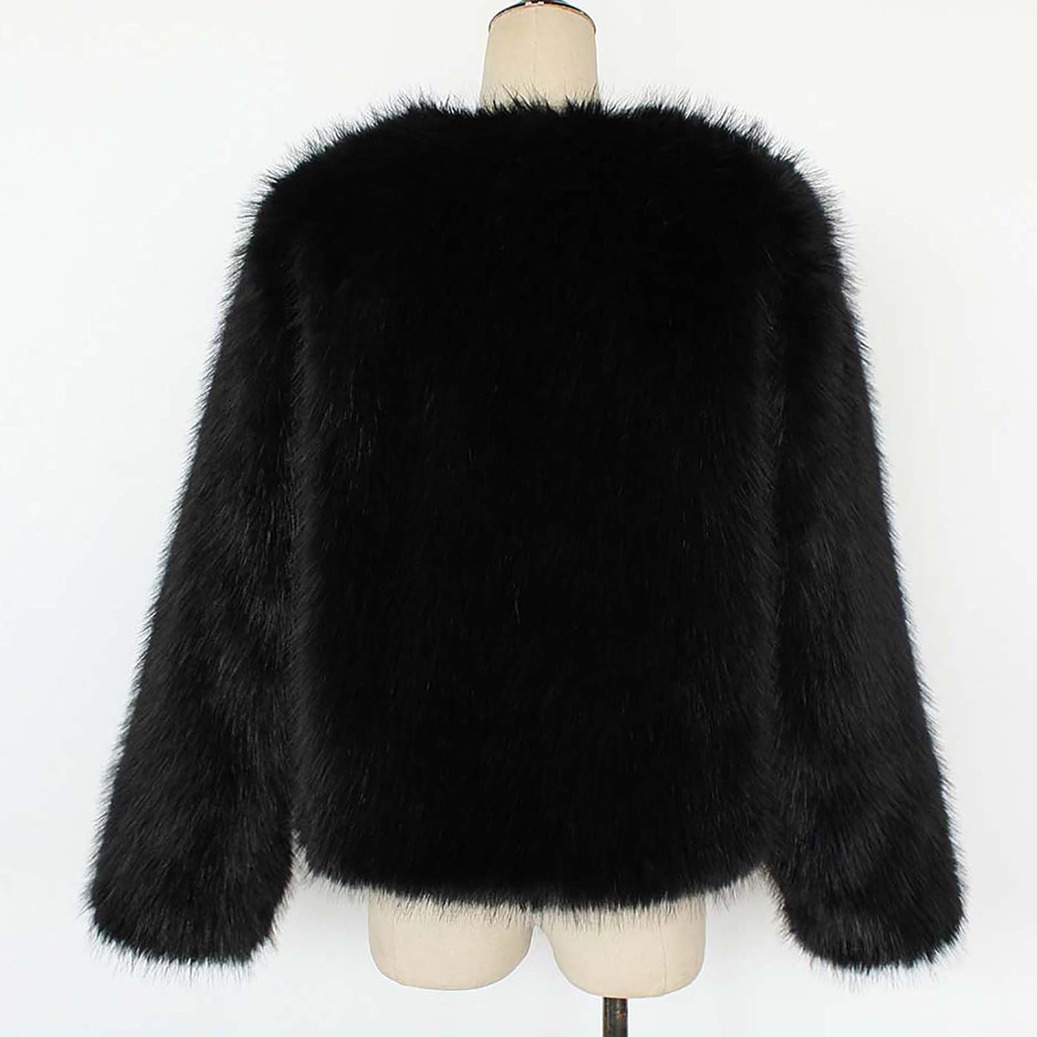 Lmdudan Fur Coat for Women Faux Furry Long Sleeve Cropped Fluffy Jacket Open Front Coat Shaggy Warm Fall Winter Outerwear
