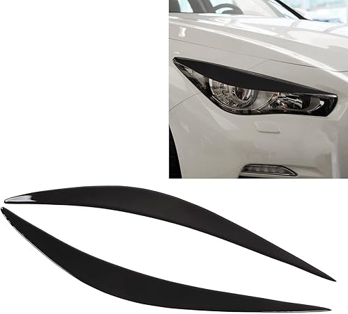 Miniatura 2 de Fydun 2 unids coche faro ceja negro brillante resistencia a la abrasión coche pegatinas ajuste para Infiniti Q50 20142019