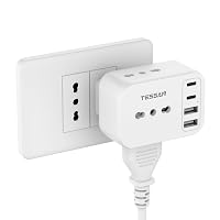 TESSAN Presa Multipla Salvaspazio da 13A, Multipresa con 4 Porte USB