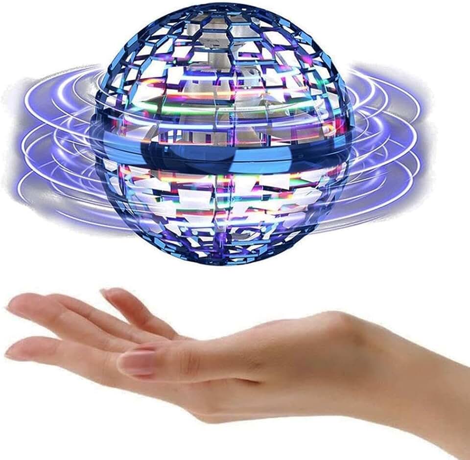Brinquedo de esfera voadora – Brinquedo mágico atualizado 2023 com luz LED de rotação de 360°, bola espacial voadora bumerangue, jogos internos e externos, para meninos e meninas e adultos