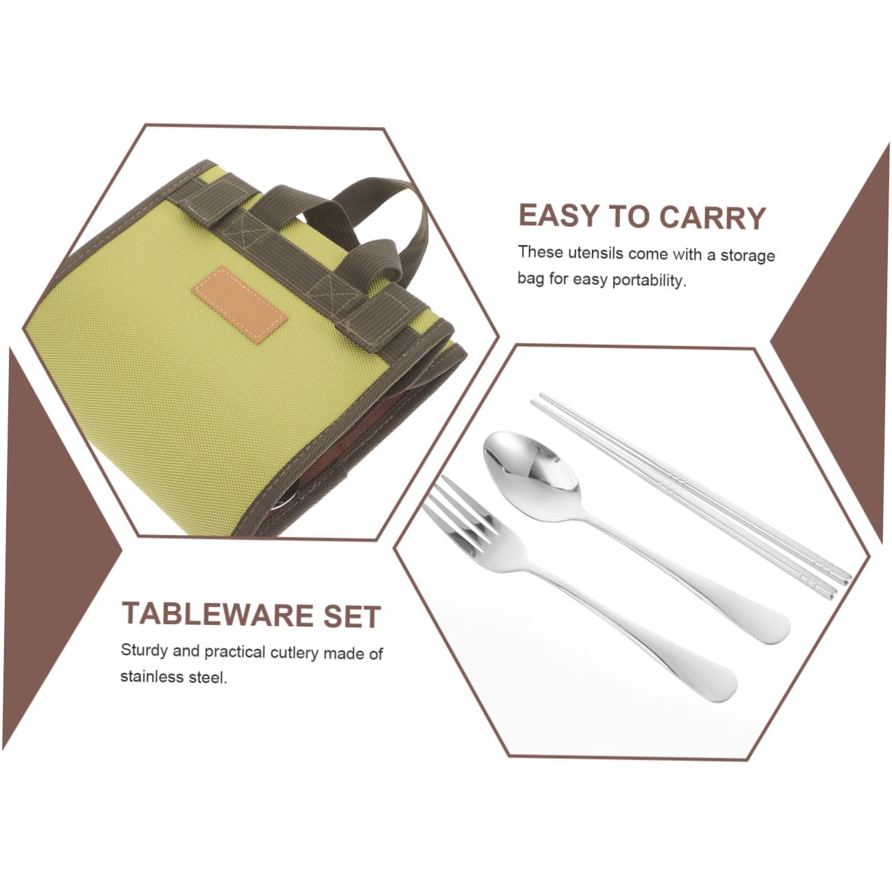 Ensemble de Couverts de Camping Cuillère Baguettes Fourchette Assiette en Acier Inoxydable Légères et Corrosion-free pour Barbecue et Pique Couleur Aléatoire