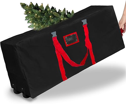 Extra grande y doble cremallera Bolsa de almacenamiento para árbol de Navidad que almacena árbol artificial desmontado de 9 pies, 65 x 15 x 30