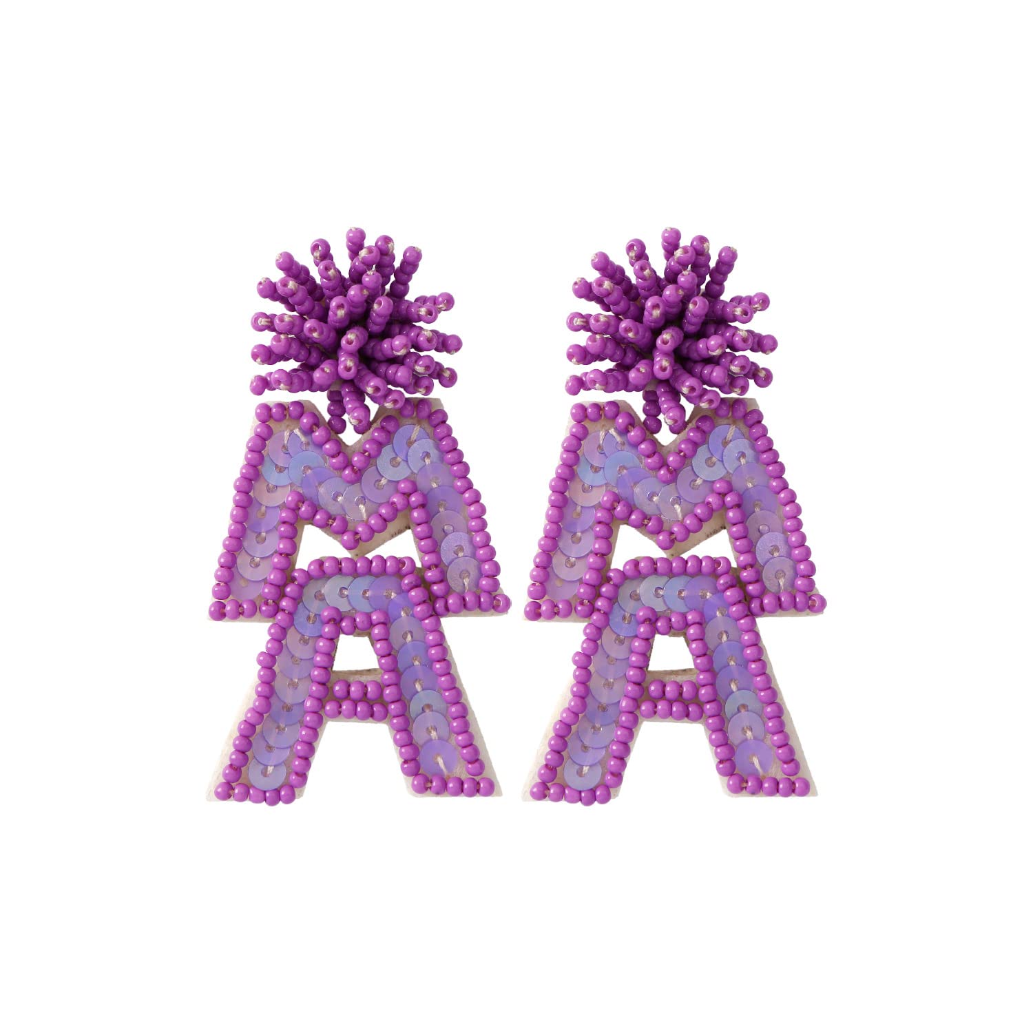 Handmade Long Pearl MAMA Letter Drop Dangle Earrings Beaded Rhinestone Mom Pearl Stud for Women Girls Statement Jewelry Mother’s Day Gifts