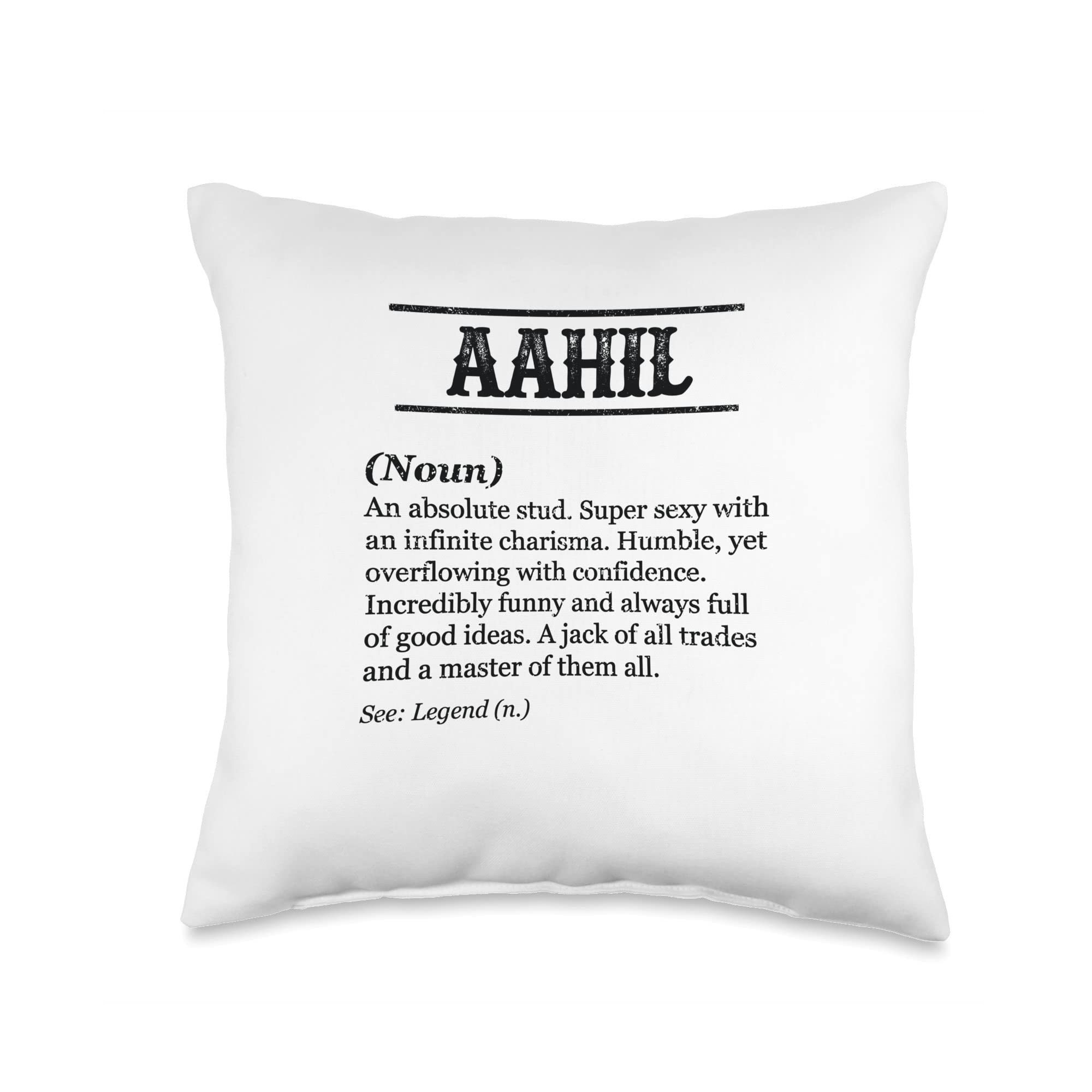 Aahil-Funny Phrase with Name Definition | Customized Men's Throw Pillow, 16x16, Multicolor