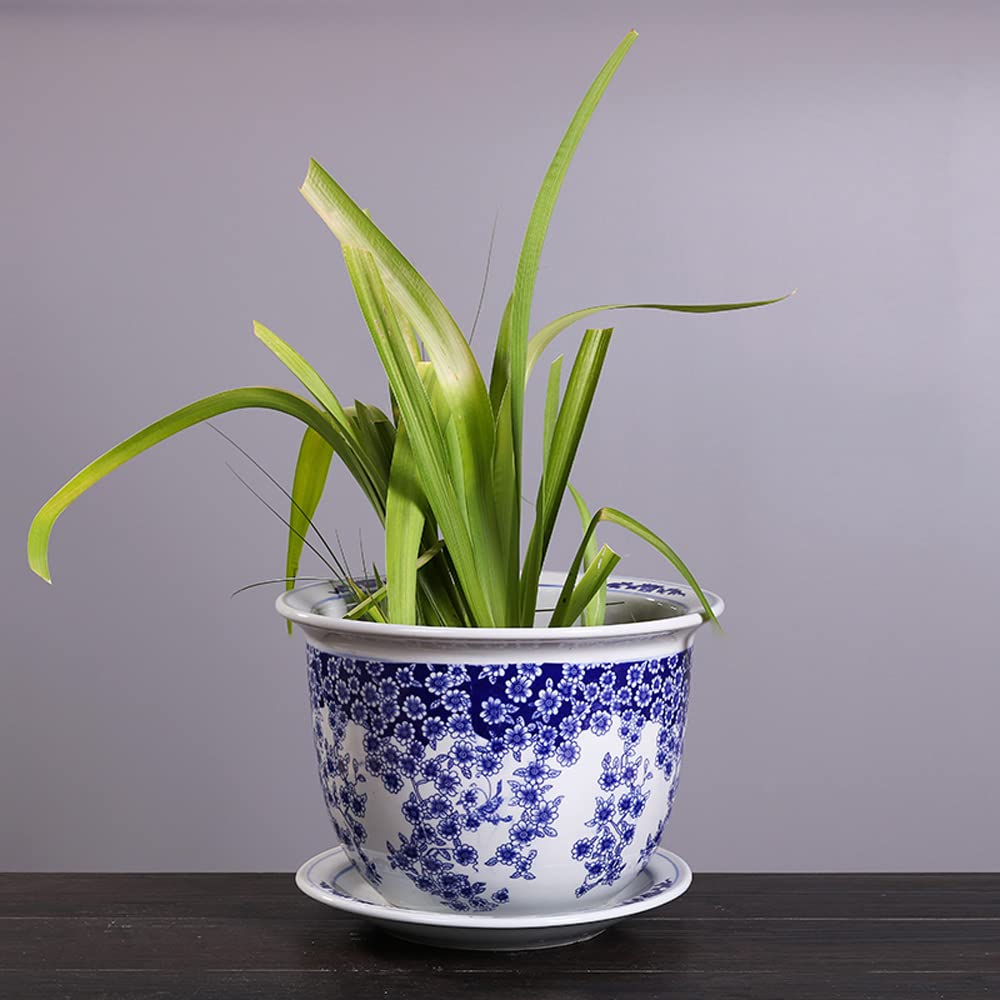 Ręcznie malowana niebieska i biała porcelanowa doniczka na rośliny, doniczka, ceramiczna doniczka na sukulenty, orientalna doniczka na rośliny, biała ceramiczna doniczka na rośliny doniczkowe