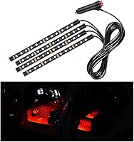Vista 28 de Tira de luz LED para coche, 24 LEDs RGB, luces de neón para interior con ambiente, 12V, luz nocturna ambiental debajo del salpicadero, lámpara
