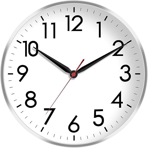 Miniatura 84 de AKCISOT Reloj de pared, moderno y pequeño, funciona con pilas, de 8 pulgadas, silencioso, analógico, clásico, para oficina, hogar, baño, cocina