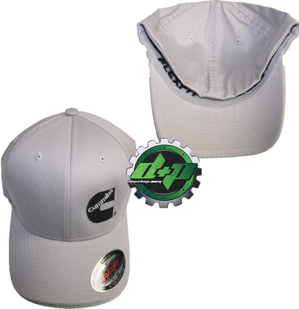 Dodge Cummins Truck Diesel Cummings Gray Flexfit Hat Ball Cap Fitted Flex Fit L/XL