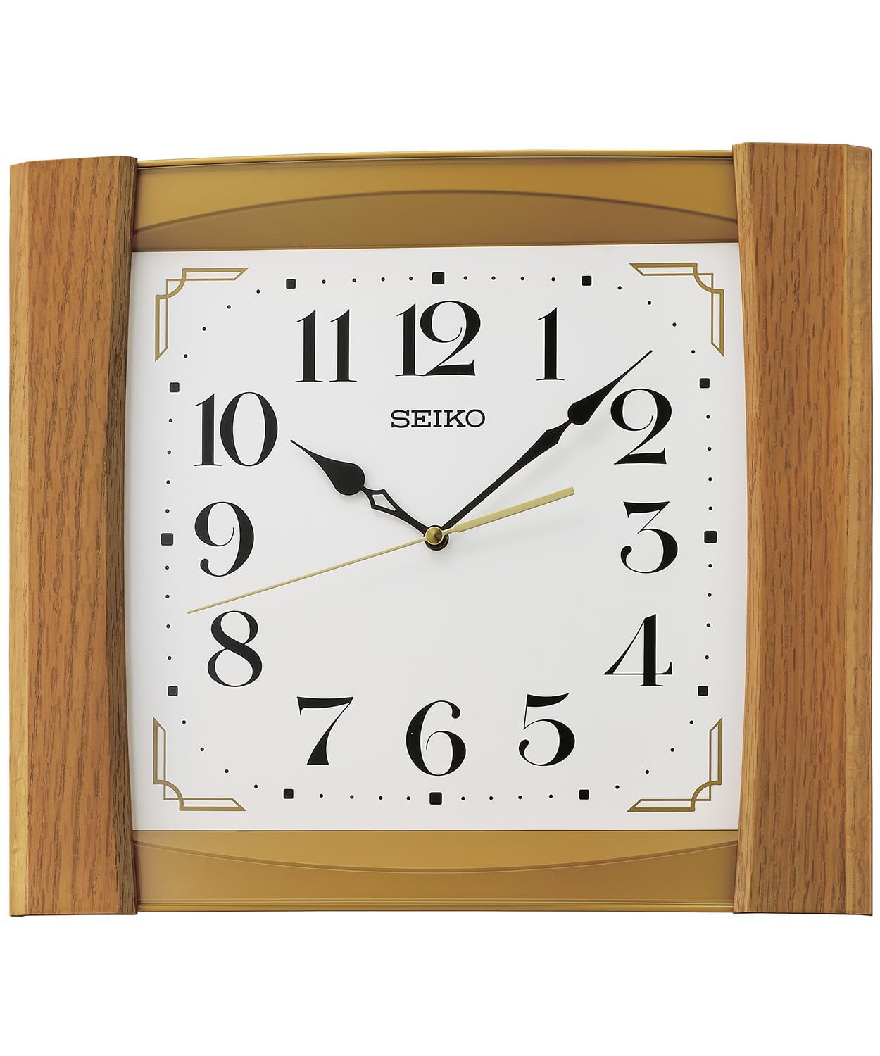 Horloge Seiko QXA827B en bois avec cadran blanc pour salon classique