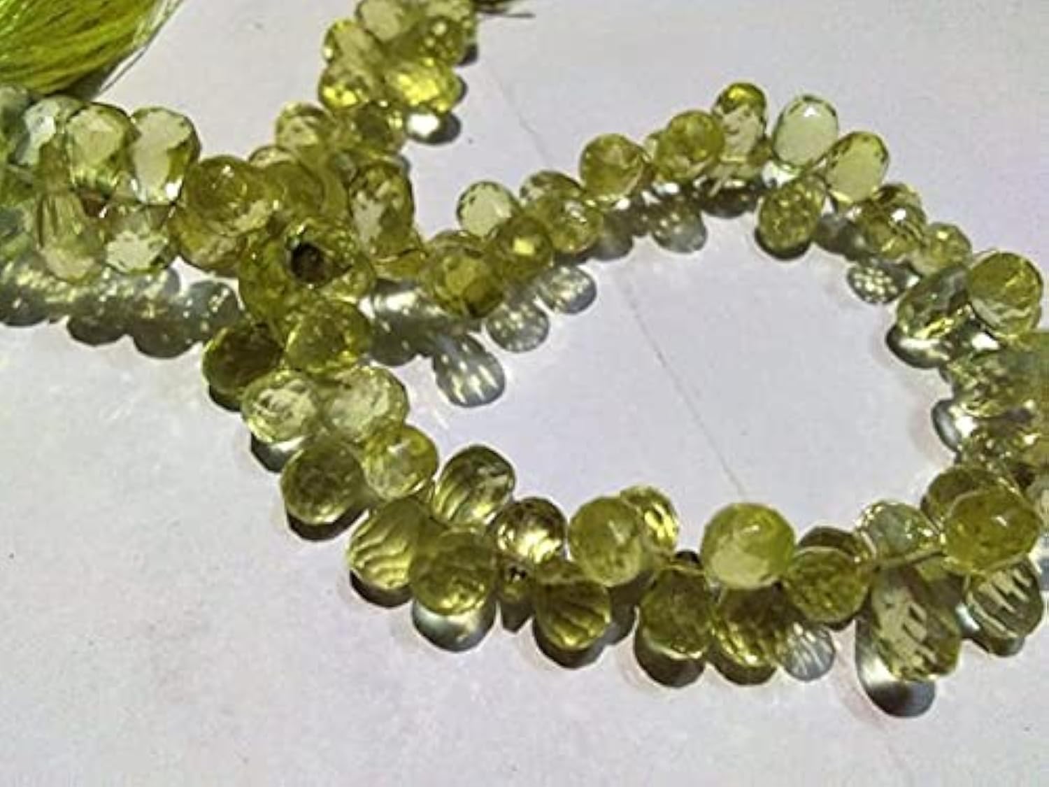 Quartz Citron Perles Gouttes Facettées 5x7mm pour Création Bijoux DIY