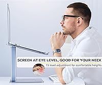 Vista 6 de Soporte ajustable para laptop para escritorio, soporte para portátil de DJ de altura ajustable, soporte elevado para portátil para modo de pie