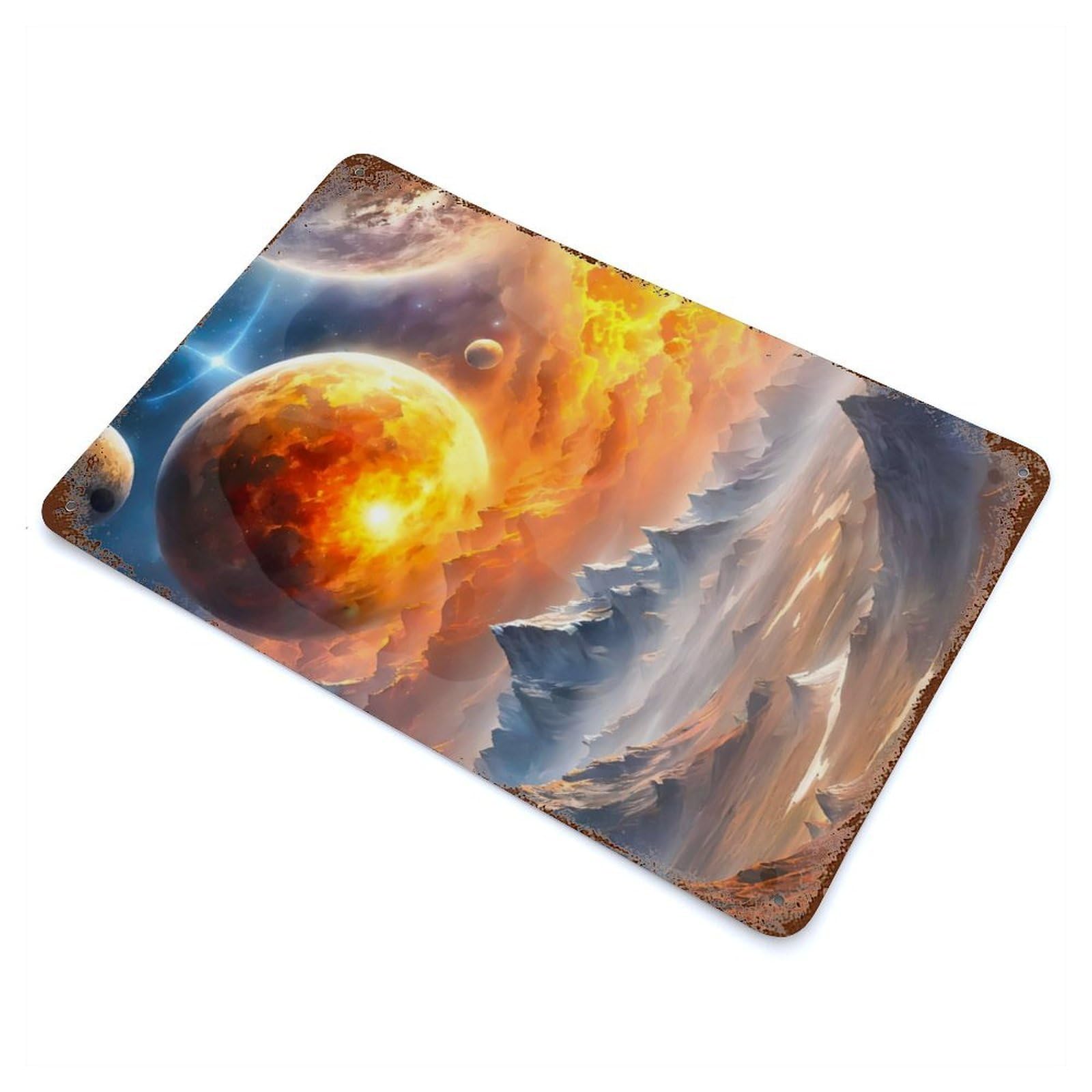 Golden Planet Retro Metal Sign 11.8"x7.9", Vintage Wall Decor for Garage, Pub Or Kitchen