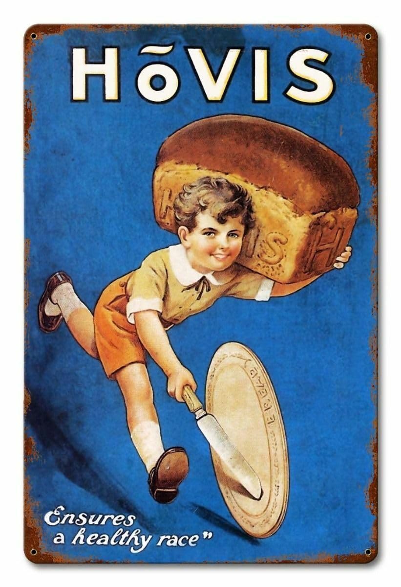 Hovis Bread - Vintage Style Tin Sign, Reproduction Retro, Pub Bar Kitchen Garden Bathroom, Home, Plaque, Funny Decorative Wall Art, 3 Sizes (A5)