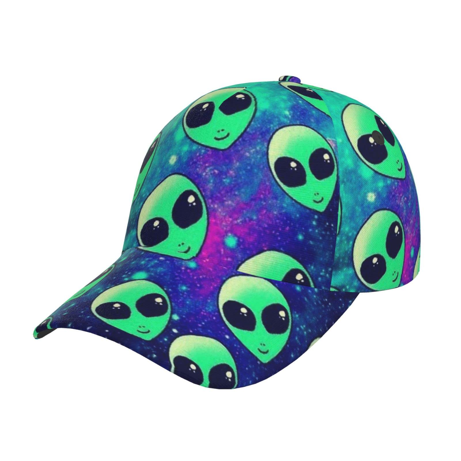 NEZIH Unisex Snapback Washed Green Aliens Print Baseball Cap for Men Women - Adjustable Dad Bill Hat