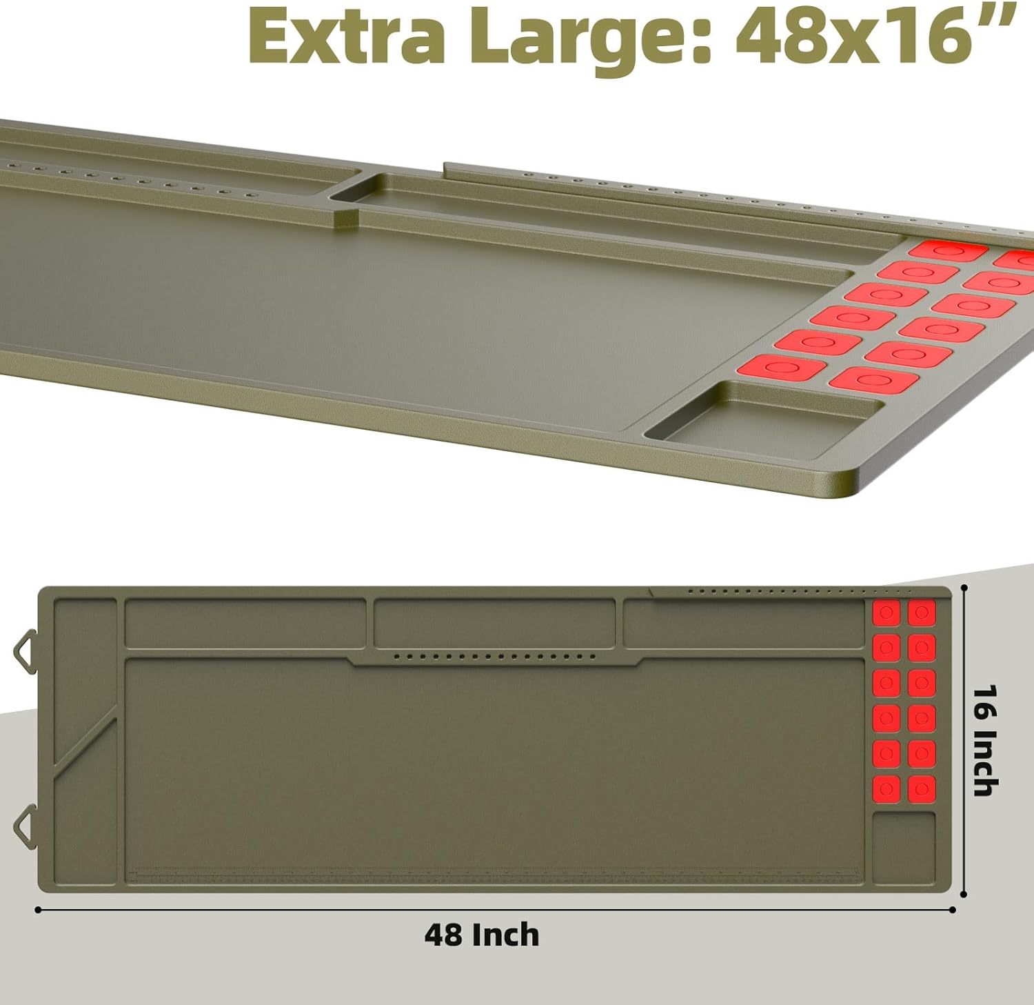 Large Gun Cleaning Mat for Rifle Shotgun Pistol, Magnetic Cleaning Pad for All Guns with Organizer Parts Tray and Built-in Ruler, Anti-Slip Thick Workbench Mat for Gun Maintenance