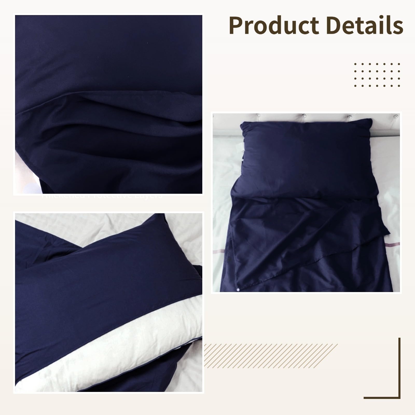 Sacco a pelo XL per adulti, 114 x 213 cm, leggero, lenzuolo da viaggio con custodia, morbido tessuto lavabile per campeggio e uso in hotel, blu navy