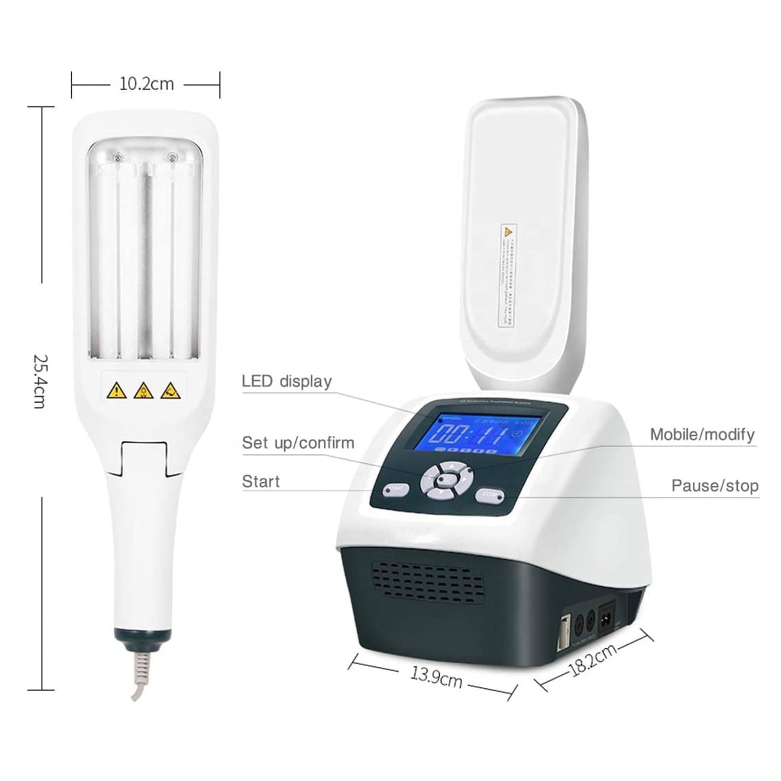 Lampa Uv Do Fototerapii WąSkopasmowej 311 Nm - Powierzchnia NaśWietlania 104 Cm², Terapia śWiatłEm Uvb + Dwie żAróWki + Timer + WyśWietlacz Lcd, Bezpieczna I Skuteczna