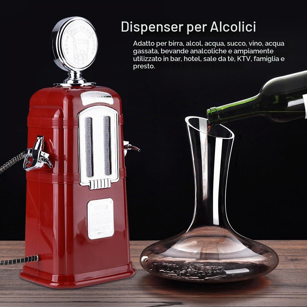 Distributore di birra con due pompe, 1000 c c Distributore di liquore per distributori di vino Accessori per bar usati in bar, alberghi, sale da tè, KTV, famiglia(rosso)
