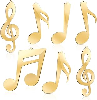 15 Christmas Treble Clef Ornament Hanging Musical Note Ornament Treble Clef Christmas Tree Decoration Treble Clef Instrument Ornament with Gold Ribbon for Xmas Tree Music Jewelry Women Girl (Gold)