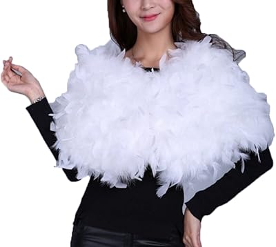 Real Ostrich Feather Cape fluffy for Wedding Birthday Centerpiece (White with Feather Pieces)