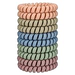 JessLab Spiral Hair Ties for Women, 10-Pack Traceless No-Damage Ponytail Holders, Coils Hair Bands for Girls, Assorted Colors