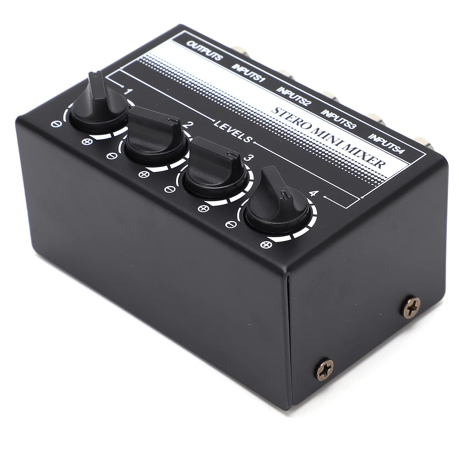 Mini Mezclador EstéReo Salida de Mezcla EstéReo Controlador de SeñAl de Audio Pasivo Carcasa de Metal 4 Entradas Rca EstéReo Equipo de Efectos de SeñAl de Audio