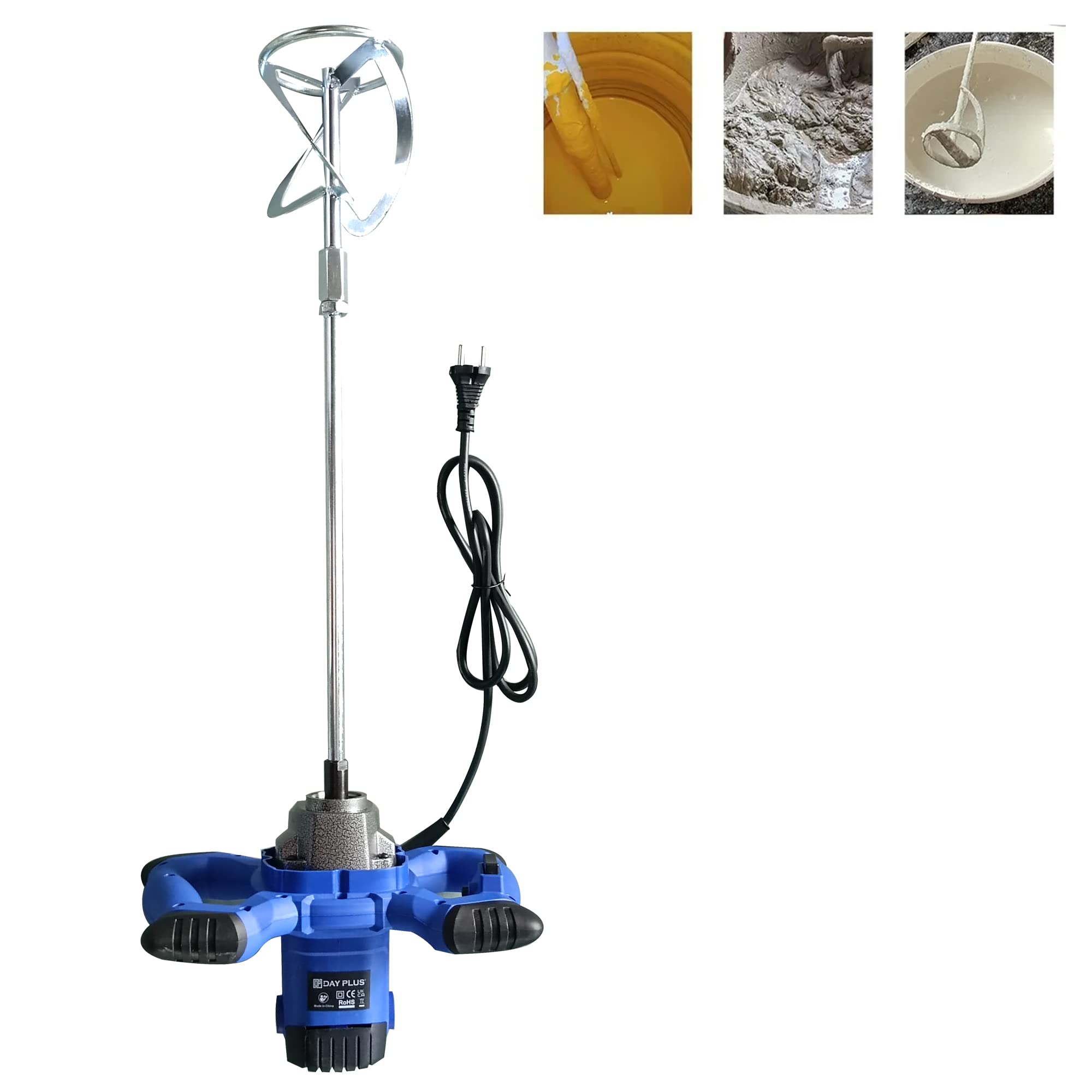 Mezclador de Hormigón de 2600 W, 6 Velocidades, 0-1700 U/min, Varilla Espiral Cromada M14 de, Agitador para Mortero de 120 mm de Diámetro