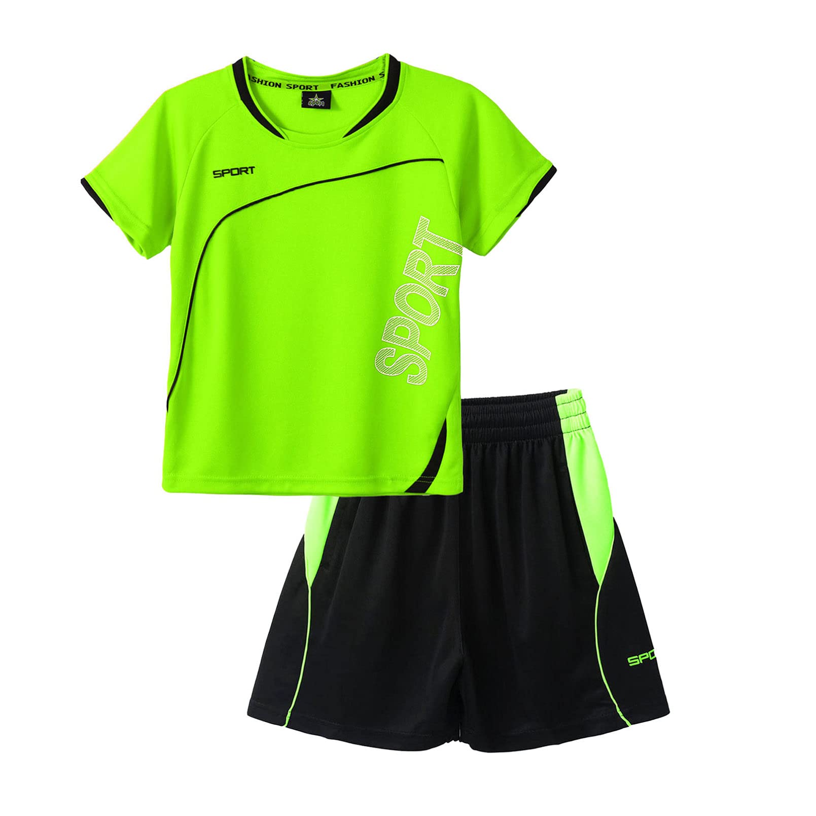 inhzoy Conjunto de Chándal de 2 Piezas para Niños Conjunto Deportivo de Baloncesto de Verano con Manga Corta y Pantalones Cortos de Moda