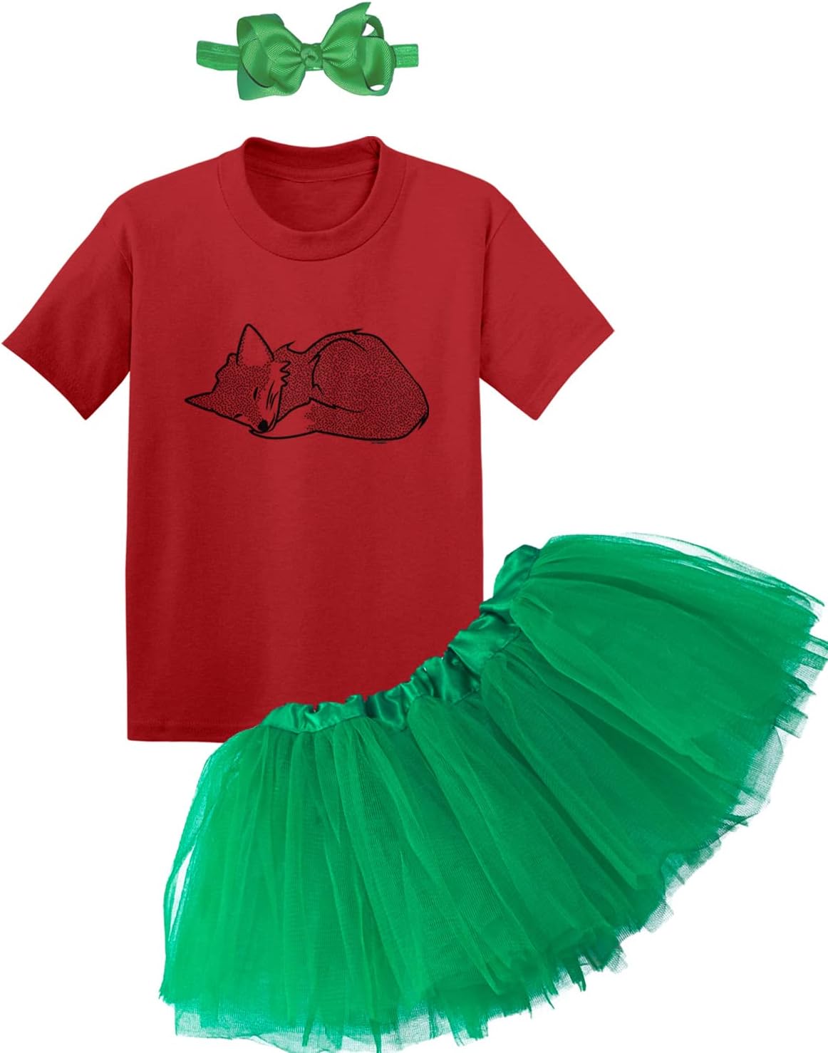 Tcombo Sleeping Fox - Cute Adorable Baby Bodysuit + Tutu Skirt + Bow Headband Set