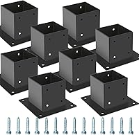 Vista 8 de Base de Poste 4×4, Soportes de Poste de Terraza, Tamaño Interior 3.5"×3.5", Base de Anclaje de Poste de Valla de Acero Grueso, Metal Negro