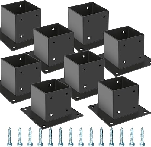 Vista 8 de Base de poste de 4×4, 2 piezas, soportes de poste de cubierta, tamaño interior de 3.5"x3.5", base de anclaje para poste de valla de acero grueso