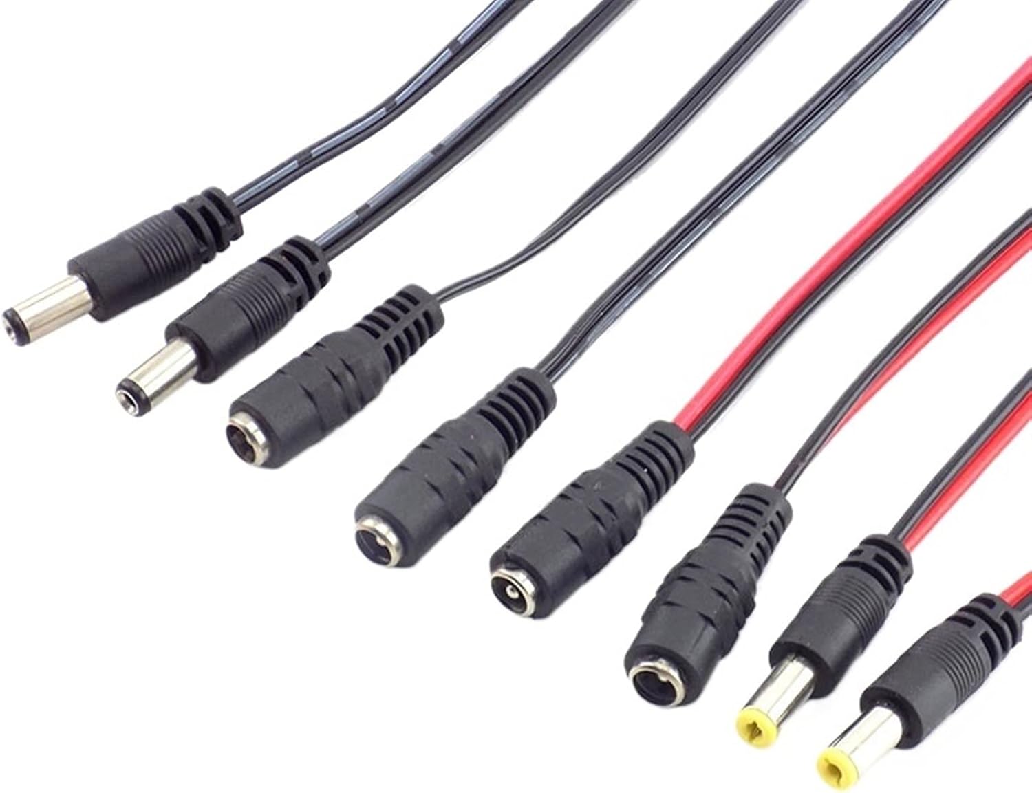 1/5/10pcs 12V DC Male Female Connectors Jack Cable Adapter Power Supply Wire Cord 5.5 x 2.1mm(Black DC Female,10pcs)