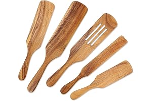AOOSY Wooden Spurtle Set with Heat-Resistant Acacia Wood