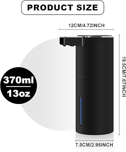 Miniatura 2 de Dispensador automático de jabón de 13 onzas, montaje en pared, sin contacto, de 4 engranajes, ajustable, dispensador de jabón eléctrico ajustable