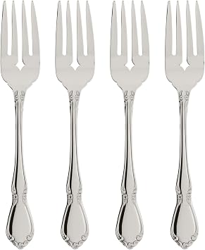 Oneida Silverware Set, Chateau Fine Flatware 4-Piece Salad Forks Set, Service For 4, 18/10 Stainless Steel Forks, Mirror Finish, Dishwasher Safe, Utensils, Metal Salad Fork Silver, 4 Piece