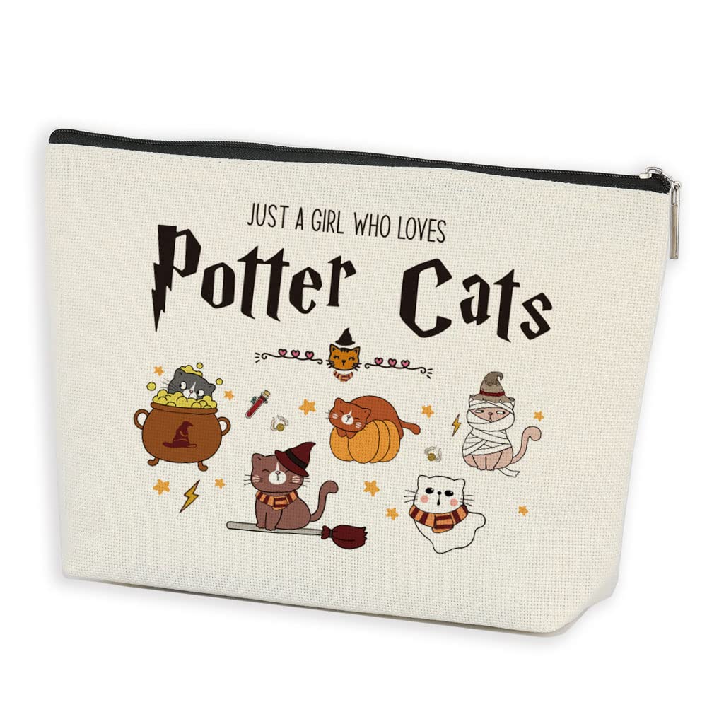 Azteoiz Cat Gifts for Cat Lovers, Cat Gifts for Girls, Funny Cat Gifts, Crazy Cat Lady Gifts, Cat Mom Gifts – A Girl Who Loves Pot Cats Makeup Bag Movie Merchandise Gifts for Girls Women Friends