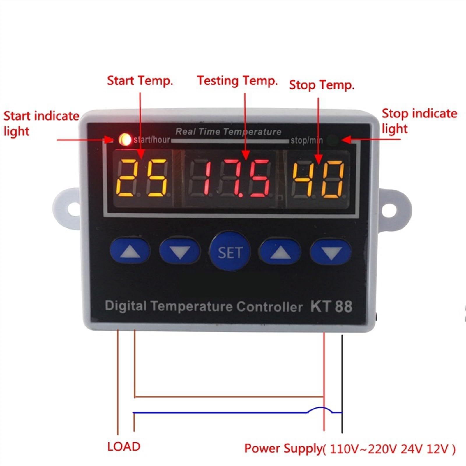 Termostato digital de temperatura, 12 V, 220 V, LED, regulador de temperatura, interruptor de control for sensor de incubadora de acuario.