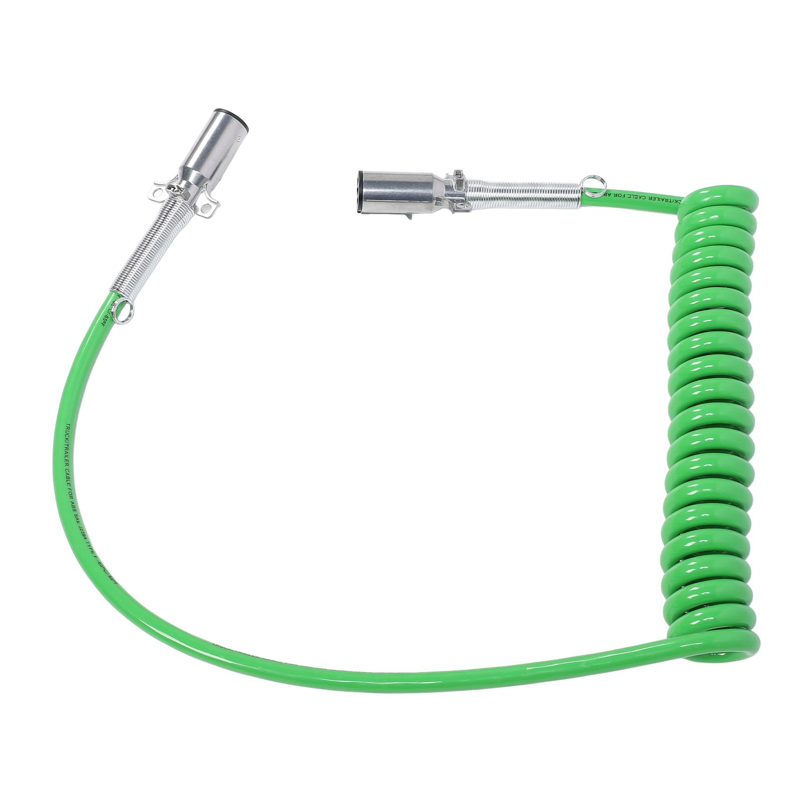 Trailers Electrical Cable, 15FT 7 Way Coiled Trailer Cord Long Tail ABS Power Line Green Power Wire for Semi Trucks Tractors