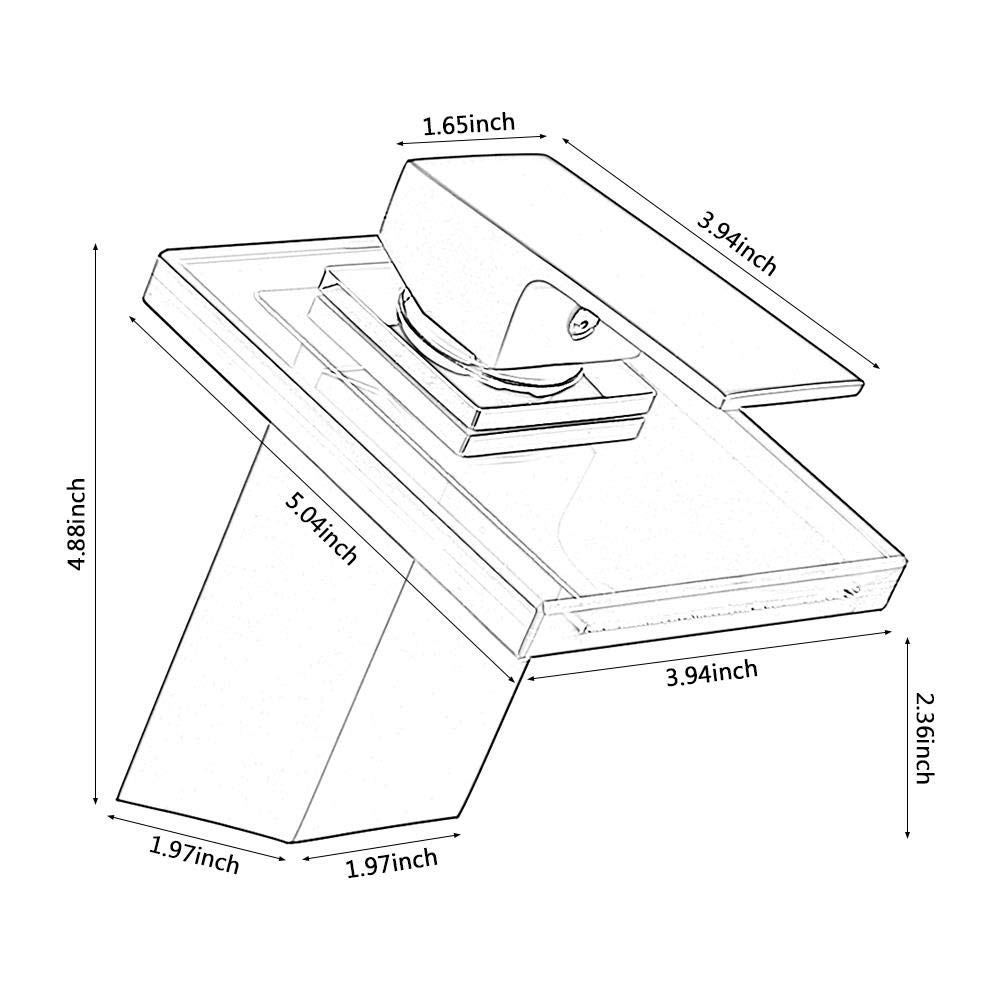 Wasserhahn aus Messing mit Glaswaschtisch-Kaskaden-Mischbatterie für Aufsatzwaschbecken, elegantes Badezimmer-Upgrade, schlankes Design für moderne Räume