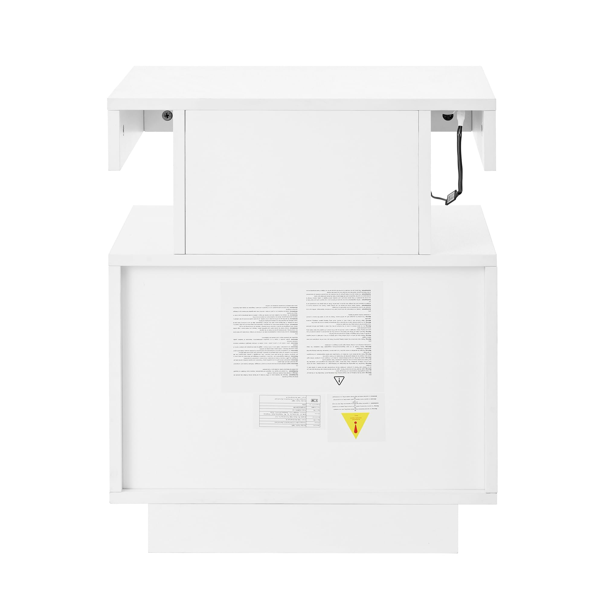 YuQozii Mesita de noche con iluminación LED, cómoda de noche con 2 cajones, 1 espacio de almacenamiento abierto, blanco, ancho 50/T40/alto 60 cm