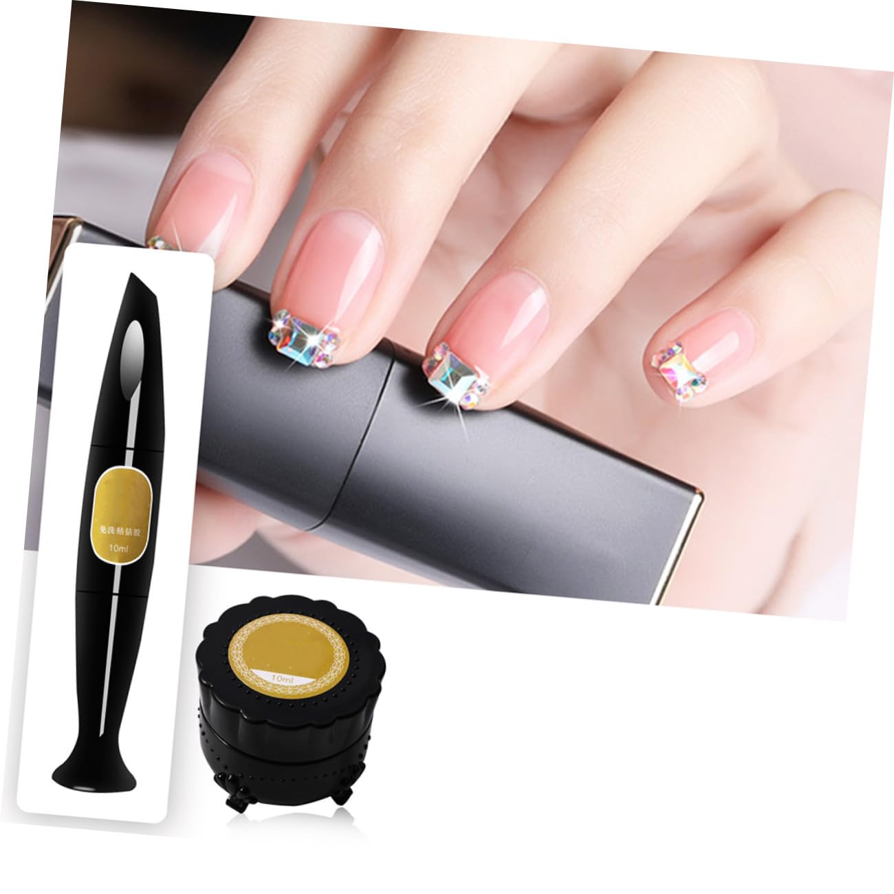 FRCOLOR 3sets Colla Per Nail Art Penna Adesiva Per Strass e Riempi Giunti Gel Per Unghie Senza Risciacquo Adatta Per Decorazioni Unghie e Manicure Professionale
