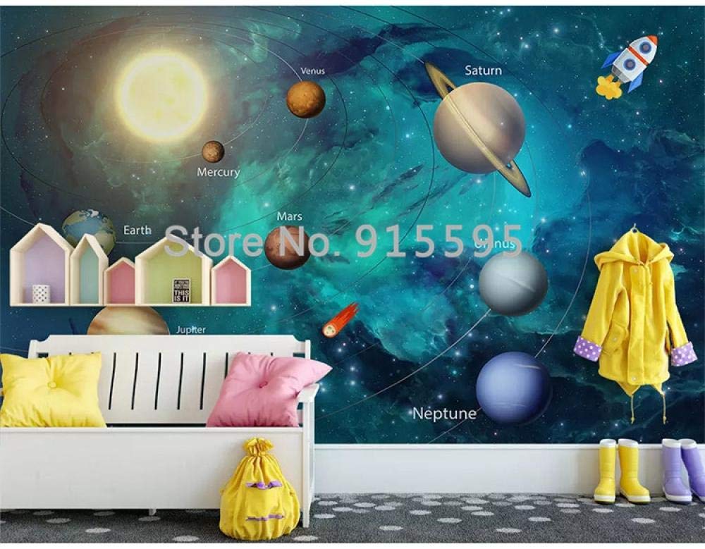 Papier peint 3D panoramique univers lune grand format mural luxe