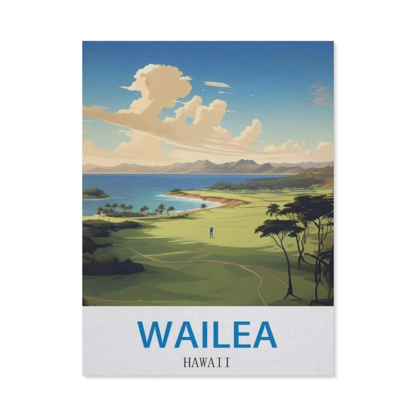 BEAYODKP DIY 5D Diamond Painting，Wailea Hawaii ， Golf（30 x 40 cm）