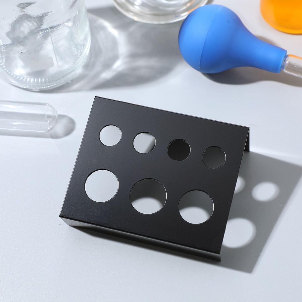 SEWACC 2pcs 7-hole Metal Tattoo Ink Cup Stand Black Pigment Holder Organizer with Ink Cap Holder for Tattoo — view 4