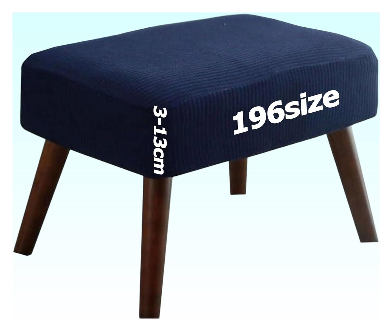 Jacquard Ottoman Covers Slipcover for Footstool Pouffe Foot Stool Stretch Fit Square Rectangle Round Small Large Bar Footrest Protector Cover with Elastic Bottom Washable Customizable(Blue,Round 160 c