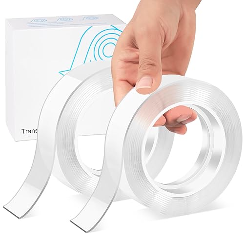 Cinta adhesiva de montaje de doble cara paquete de 2 total 197 pies cinta adhesiva de doble cara cinta adhesiva resistente con dos anchos