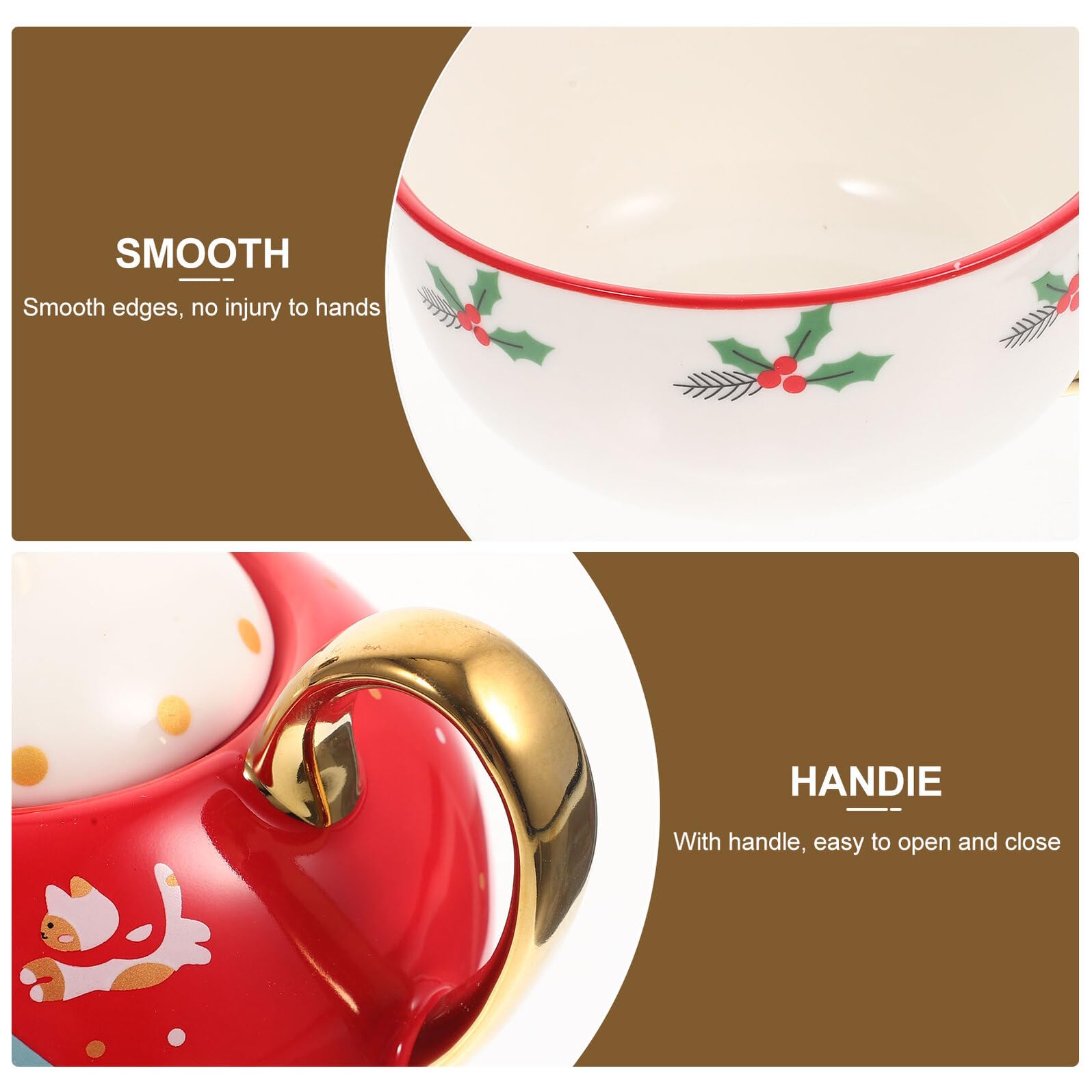 BESPORTBLE Weihnachtsbecher mit Untertasse aus Keramik Dekorative Kaffeetasse für Zuhause Weihnachts-trinkbecher mit Cartoon-motiv Multifunktions-becher für Büro und Familie