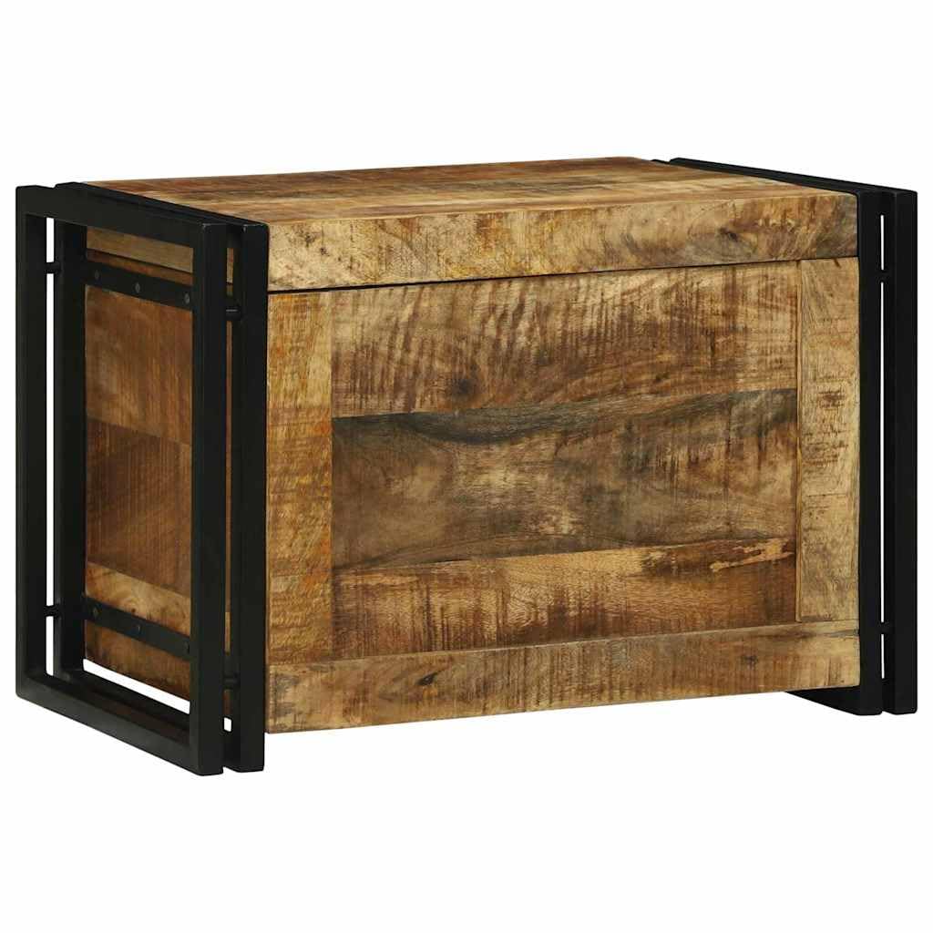 Aufbewahrungsbox Massivholz Mango 60x40x41 cm | Rustikales Design Braun Schwarz, Eisenrahmen, für Wohnzimmer, Decken Magazine